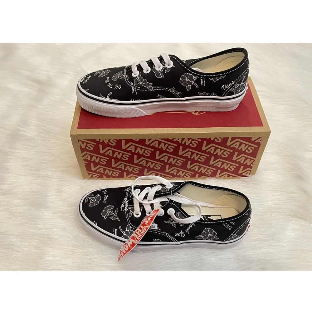 VANS Thank You Floral Flowers Black Sneakers Size 4 Men 5.5 Women - New in box - Picture 4 of 7